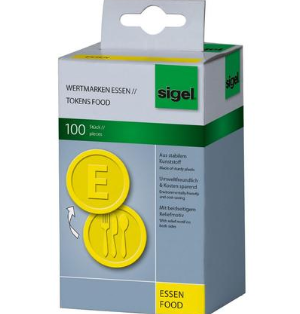 Sigel Wertmarken Essen gelb 25mm rund Kunststoff 100 Stück
