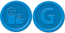 Sigel Wertmarken Getränke Aufdruck "G"  blau 25mm Kunststoff 100 Stück/Pack