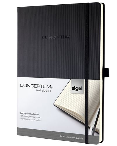 Sigel CONCEPTUM Notizbuch Hardcover A4+ schwarz kariert